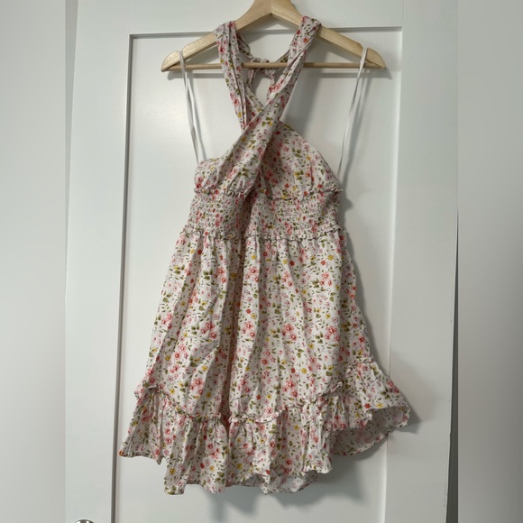 Aerie Spring Halter Tie Neck Mini Dress - Picture 2 of 7